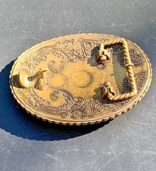 GORGEOUS! Vintage Western Nature-Themed Solid Brass BELT BUCKLE – 3.75&Prime; x 3.0&Prime;