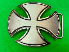 Maltese Iron Cross Religious Gothic Punk Vibe Cutout Silver Color Belt Buckle