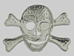 Skull Belt Buckle Crossbones Skeleton Gold Metal Bling Halloween Pirate Costume