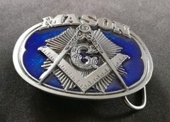 MASON MASONIC SQUARE COMPASS BLUE LODGE G BELT BUCKLE MADE IN USA C&J INC 1985