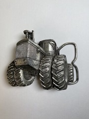 Vintage Tractor Belt Buckle 1980 3D Metal Tractor Pewter By Bergamot Brass Works