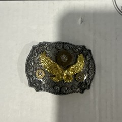 Mens Western Soaring Eagle Belt Buckle Silver Gold Two Tone Made in USA