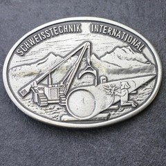 Vintage Belt Buckle Welding Technology International in Dark Silver