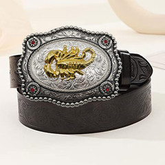 Texas State Cowboy Rodeo Scorpion Saint Jude Rooster Western Rodeo Belt Buckle