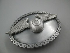 vintage von dutch flying eyeball biker belt buckle