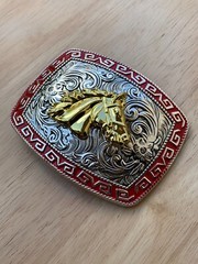 Western Buckle Gold Silver Red Horse Head Buckle Cowboy 2 » Hebillas Vaqueras