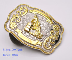 Texas Huge Ride Rodeo Cowboy Western Barrel Racing Gold Shine Belt Buckle Men
