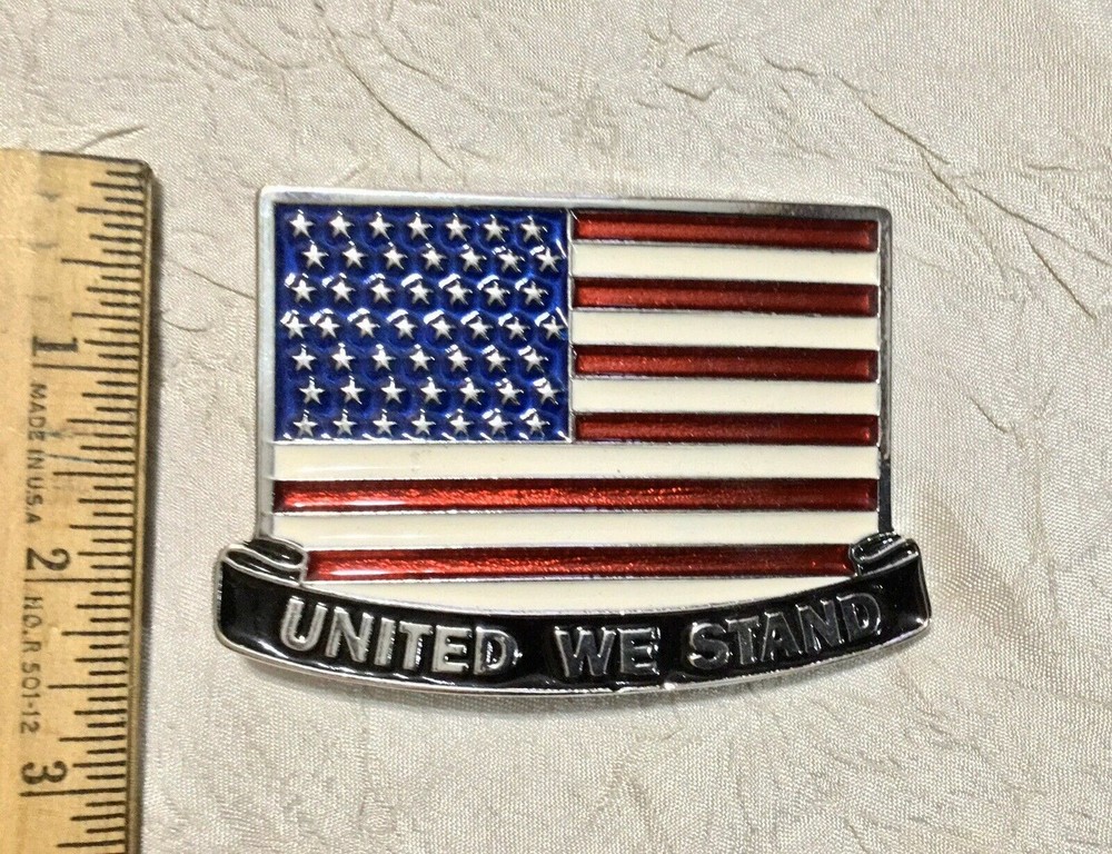United States Of America « UNITED WE STAND » Flag, Metal, Novelty Belt Buckle