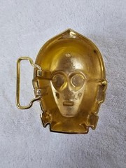 VTG 1996 Star Wars C-3PO Gold Tone Metal Belt Buckle Lucasfilm Punch Rebel