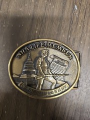 NRA Life Member Right To Bear Arms Belt Buckle Solid Brass Jadco Hunting Guns