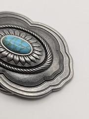 Catchfly Studio Western Belt Buckle Faux Turquoise Silver Tone Cowgirl Boho