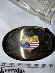 Vintage America Heart Flag Gold Belt Buckle Rare Fast Free Shipping