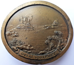 vintage 1976 Indiana Metal Craft belt buckle Great Southwest oval 2.75&Prime; long
