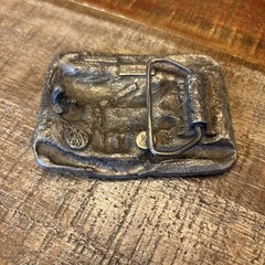 Vtg Bergamont Brass Belt Buckle 1984 Indiana Feeds the World E-26 USA READ