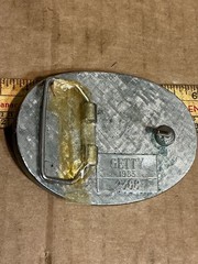 Used Metal Alloy Getty Oil 1983 #2368 Safe Driver Belt Buckle