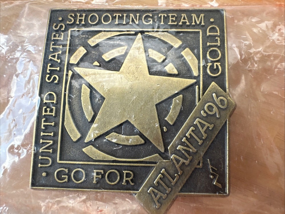 NRA / Vintage Brass Belt Buckle US Shooting Team 1996 Atlanta ‘96
