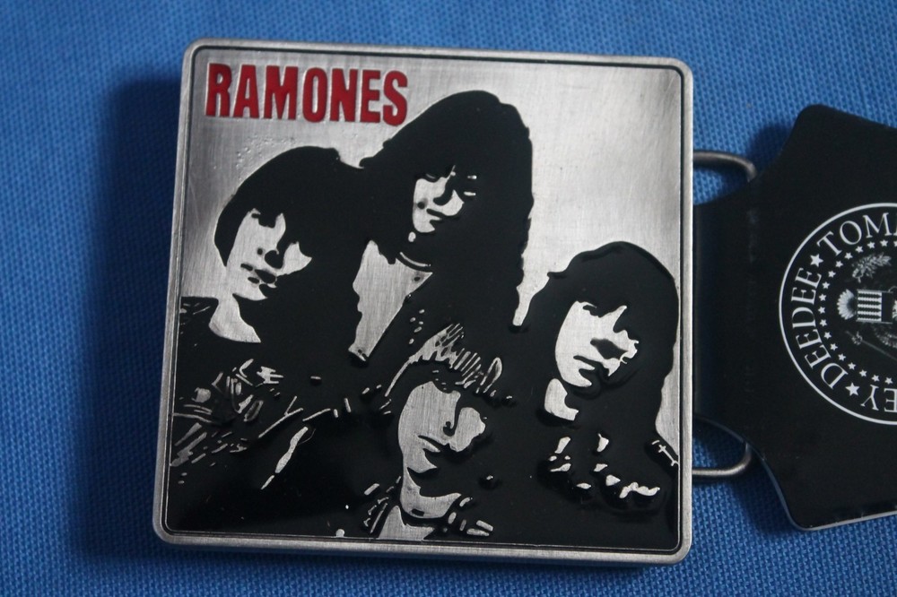 Ramones Belt Buckle Rock Band Square Photo Black Enamel Silver Metal 2006 New