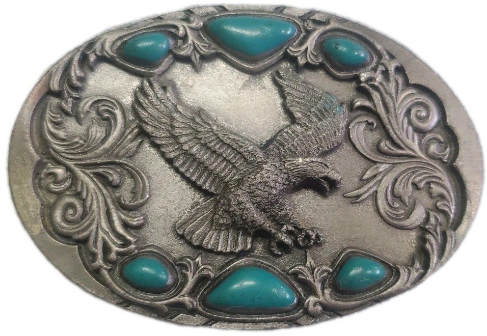 Arroyo Grande Belt Buckle Southwest Style Eagle Turquoise Colored As Is No clip