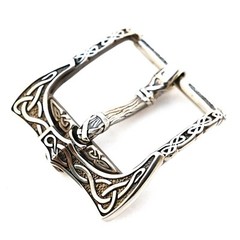 German silver belt buckle Viking Axe, pin type Old Norse Scandinavian military