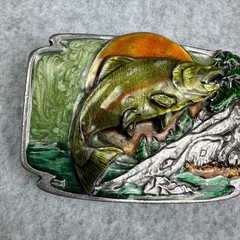 Vtg 1984 Siskiyou Buckle Co Salmon Fish Enameled Belt Buckle S-30 6.9 oz