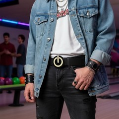 Men Women Teen Fashion Belt Buckle Emoji Retro Black Metal Power Button On Off