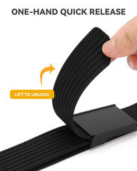 CHAOREN Mens Belt – 1.5&Prime; Nylon Webbing 57&Prime; (Fits Up to 50&Prime; Waist), Black