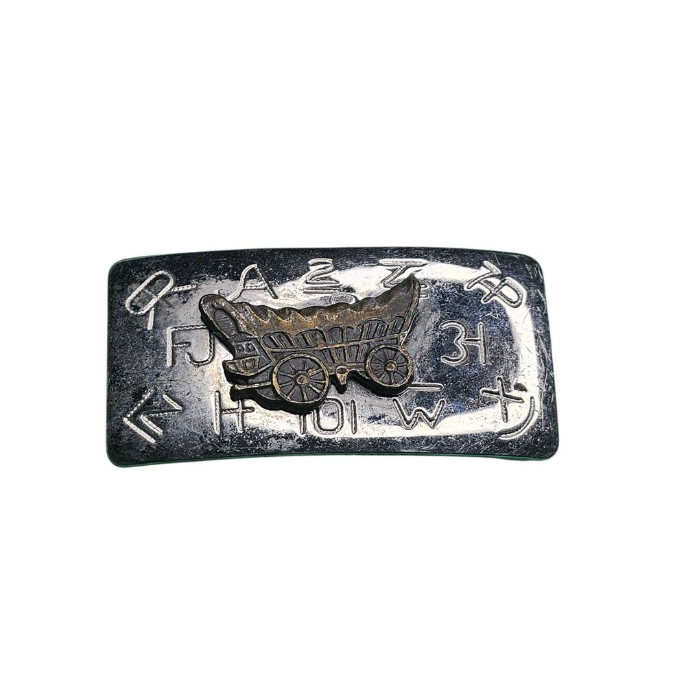 Chambers USA Western Covered Wagon Belt Buckle Silver Tone