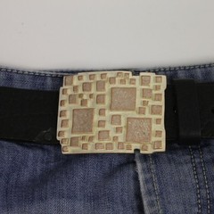 Rose Mother of Pearl Belt Buckle With Square 3D Pattern In Modern Style