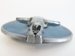 Longhorn Skull Belt Buckle Bull Enameled Blue Metal New