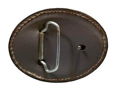 EAGLE Belt BUCKLE w/ GOLD BUCKSTITCHING Lg HANDMADE Brown LEATHER Western/Biker