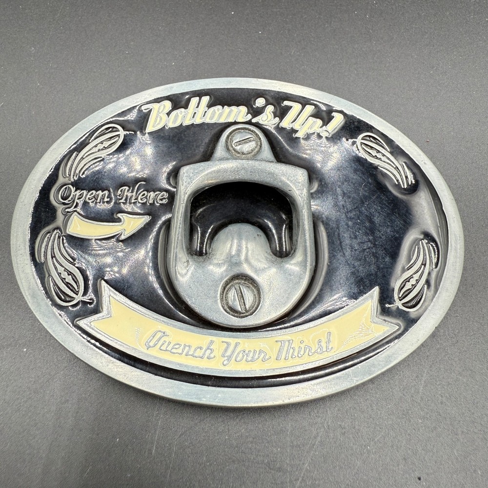Redneck Beer Bottle Opener Belt Buckle Bottoms Up Quench Your Thirst