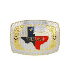 Oversize COLORED TEXAS STATE Flag SILVER & GOLD Belt Buckle Cowboy Cowgirl