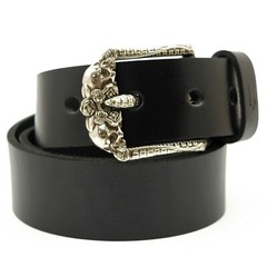 German silver belt buckle Skulls and Roses, handmade pin type skulls buckle