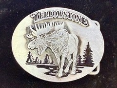 YELLOWSTONE National Park Moose Elk Wildlife Scene Silver Color Belt Buckle