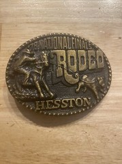 Hesston Rodeo Vintage Belt Buckle Solid Metal Western Collector SOLID METAL 1978