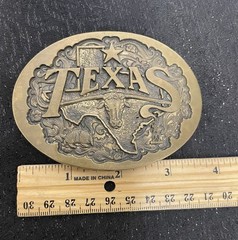 High Mesa Texas Solid Bronze Belt Buckle Vintage 1984 Longhorn Star Made In USA