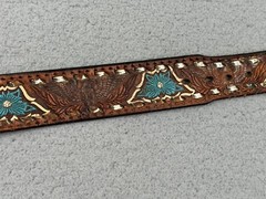 The Great American Buckle Co ENAMEL EAGLE 1243 Belt Buckle W/ Belt USA VTG 1983