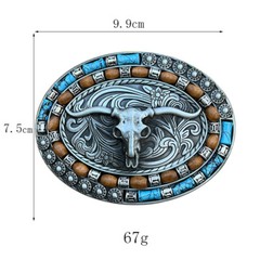 Silver Western Cowboy Belt Buckle Men Women Turquoise Cow Skull Belt Buckle NEW