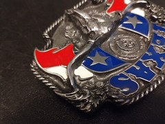 NEW Vintage Siskiyou Republic of Texas Flag Longhorn Belt Buckle Lone Star State