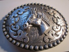 VINTAGE NACONA BELT BUCKLE TWO HORSES THEME – GW-13