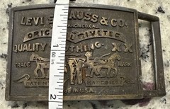 Vintage Levi Strauss & Co Belt Buckle Original Riveted Clothing Gunmetal USA.