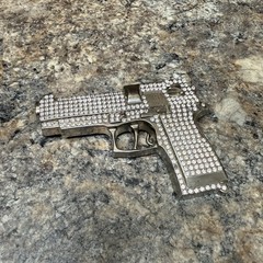 GUN THEME BELT BUCKLE ENCRUSTED WITH SPARKLING CRYSTALS – LARGE – GW-15