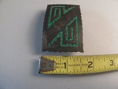 Mexico Sterling Silver Belt Buckle Green Inlay Southwestern 2&Prime;x1.5&Prime;