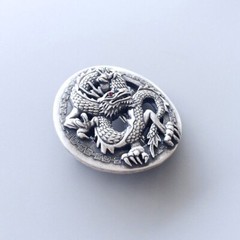 Vintage Silver Plated Rhinestone Dragon Belt Buckle Boucle de Ceinture