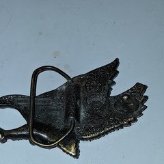 Vintage Eagle Bird Metal Clip Belt Buckle Silver/Brown USA Marked H506 1.5&Prime;