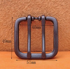 Wide Double Tongue Pin Roller Prong Pin Belt Black Buckle Fits 40MM Belt Straps