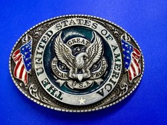 The United States of America Patriots Eagle US Flag Emblem Belt Buckle