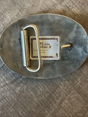 Wil Aren Originals Belt Buckle Mixed Metals Inlaid Turquoise Chips Yukon Jack
