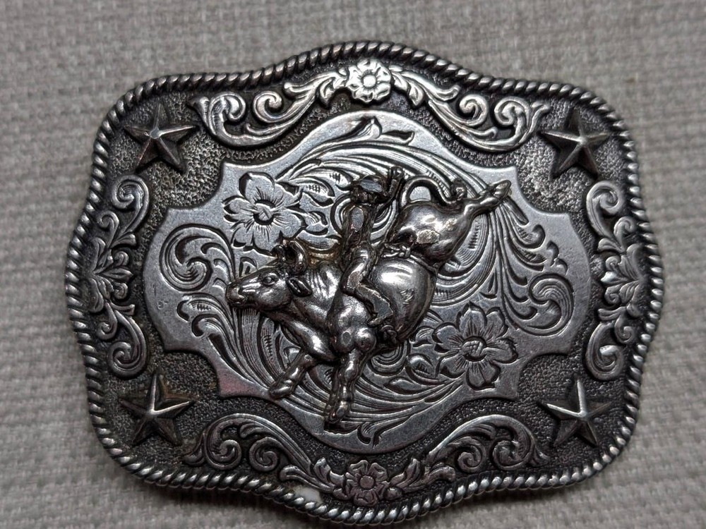 vintage NOCONA belt buckle RODEO metal steel WESTERN cowboy BULL RIDER