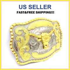 Belt Buckle Bull 5.5&Prime; x 4&Prime; For 1.5&Prime; Belt Men Big Cowboy Western Animal Rodeo NEW